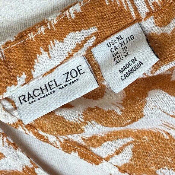 Rachel Zoe Mini Dress XL Halterneck Linen Blend Cover-Up Tropical Floral Resort - Picture 7 of 8